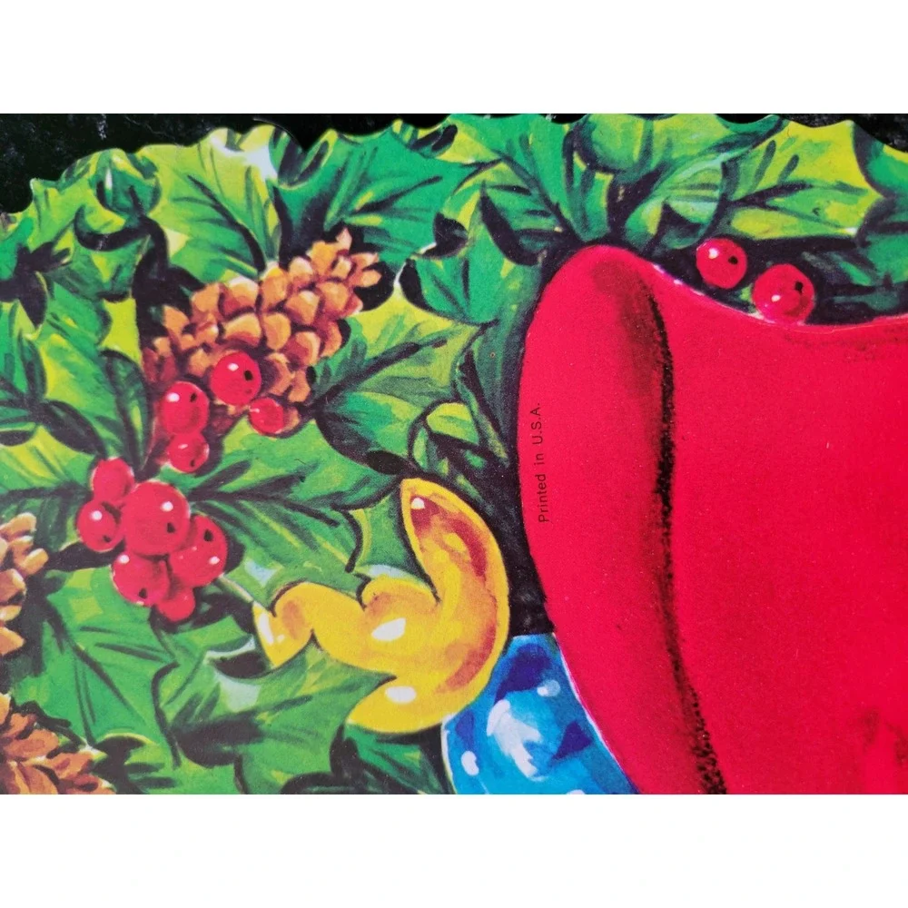 New Vintage Carrington Christmas Wreath Paper Die Cut Wall Decor 18